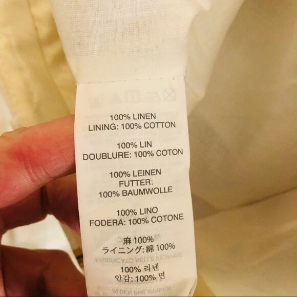 J Crew cream brown linen palm leaf tropical metallic ankle pants 10 - Picture 7 of 7